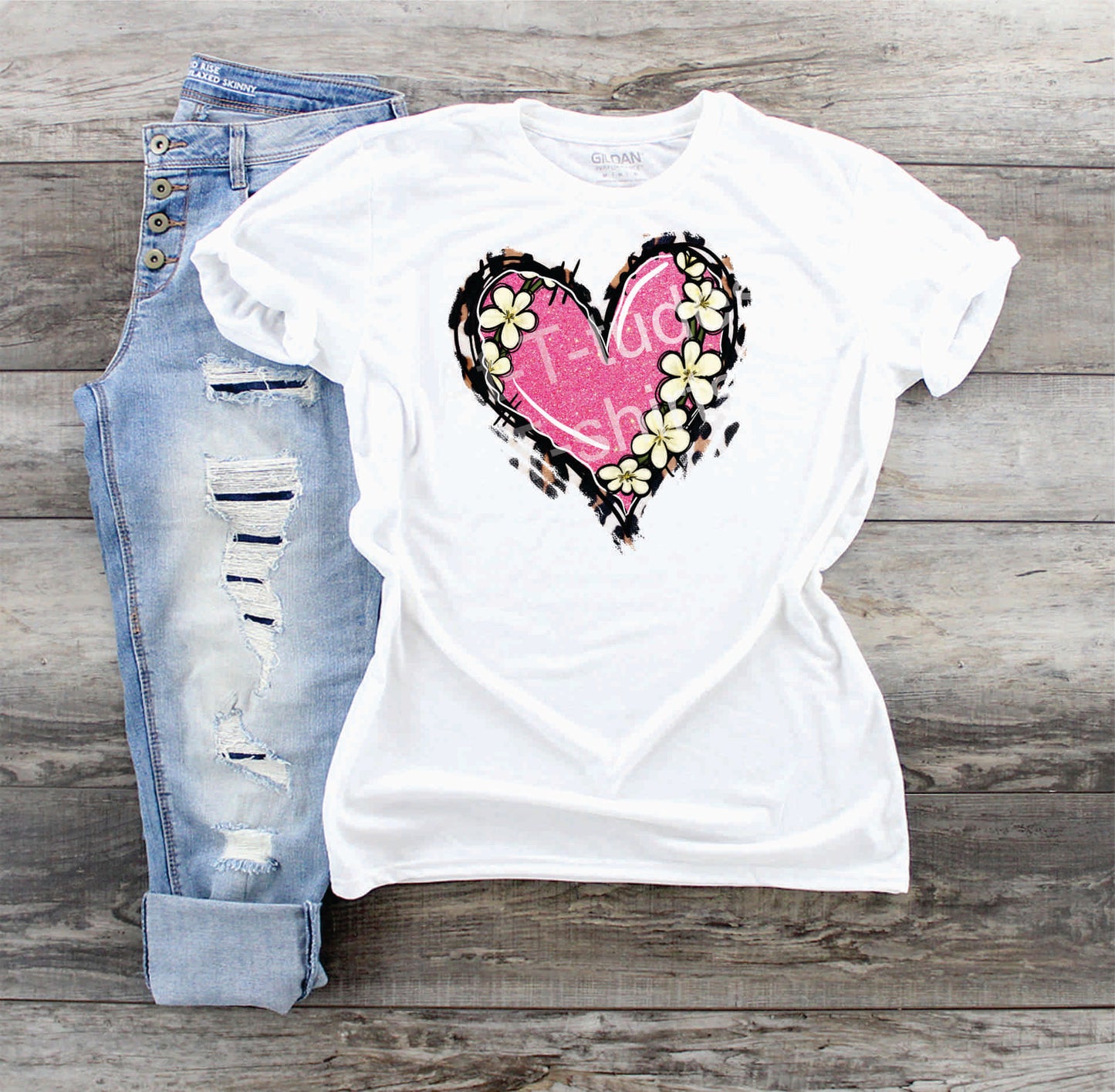 Cute Heart with Flowers T-shirt