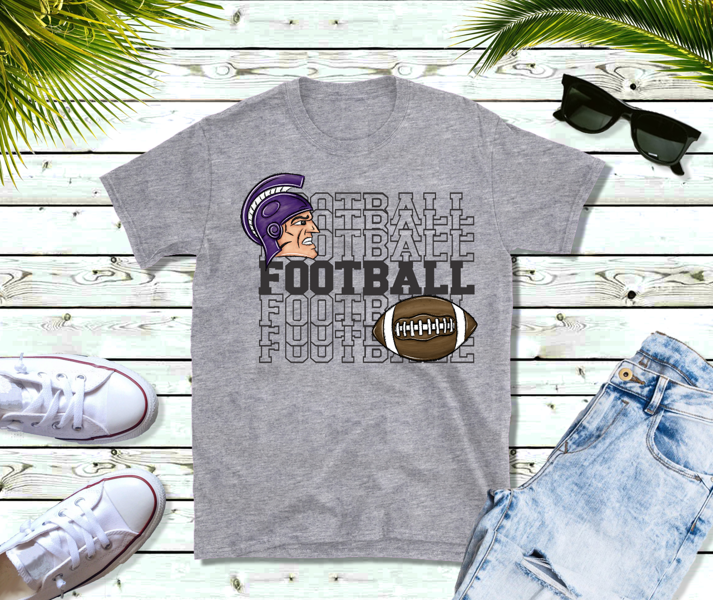Football Stacked Design w/Mascot