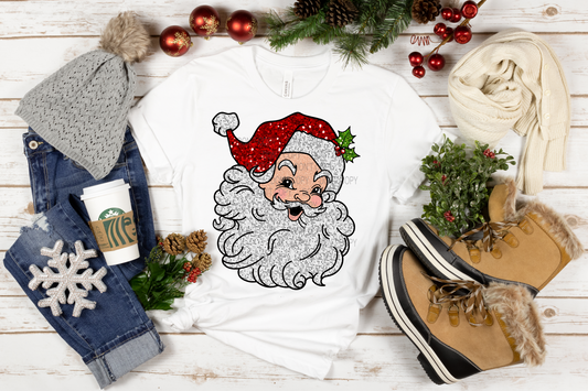 Vintage Santa faux glitter